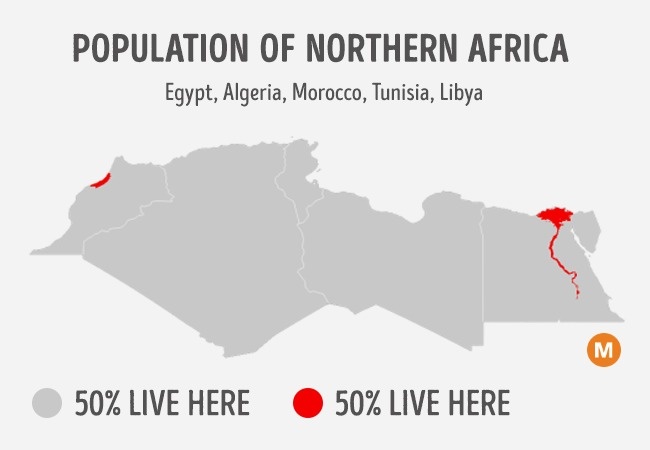 Picture 9 of 10 'interesting' maps prove the world population is unevenly distributed