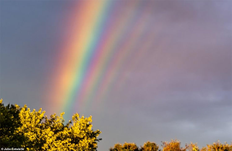 Picture 1 of 5 consecutive rainbow glows in the sky of America