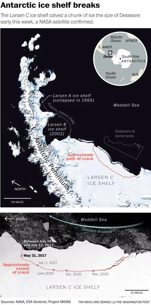 Picture 1 of A close-up picture of a giant iceberg separated from Antarctica