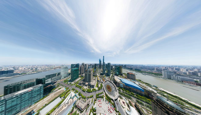 Picture 5 of A picture of the whole city of Shanghai, zoomed to the pedestrian's face