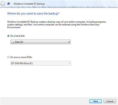 Picture 17 of Backup data in Windows Vista