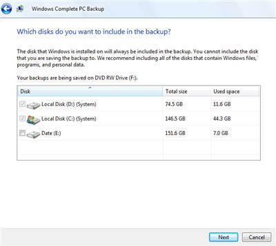 Picture 18 of Backup data in Windows Vista