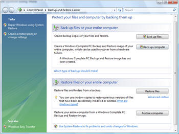 Picture 2 of Backup data in Windows Vista
