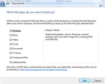 Picture 7 of Backup data in Windows Vista