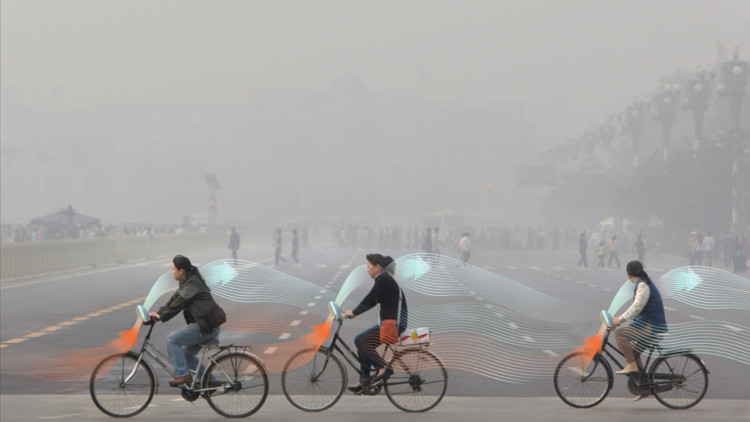 Picture 1 of Bicycles 'eat' haze and release clean air in China
