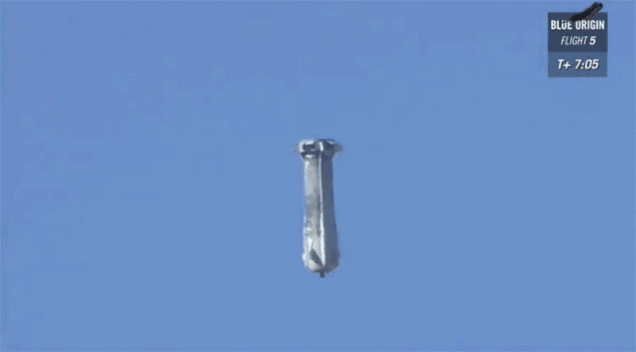 Picture 2 of Blue Origin's rocket after launching still landed and safely escaped
