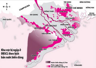 Picture 1 of Climate change scenario: More than 1/3 of the Mekong Delta is flooded