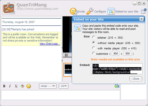 Picture 5 of Create Meebo chatrooms and embed them in blogs