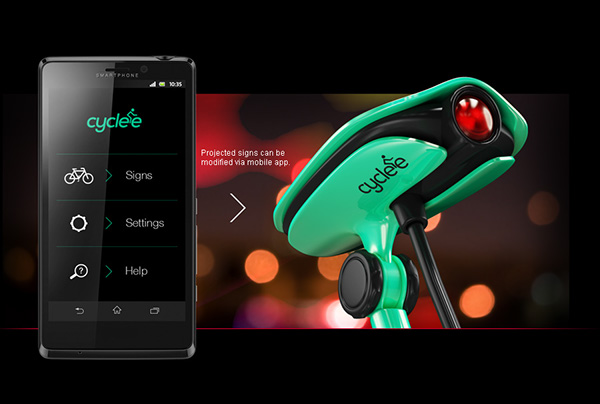 Picture 3 of Cyclee concept: status projector running on the road of the bike