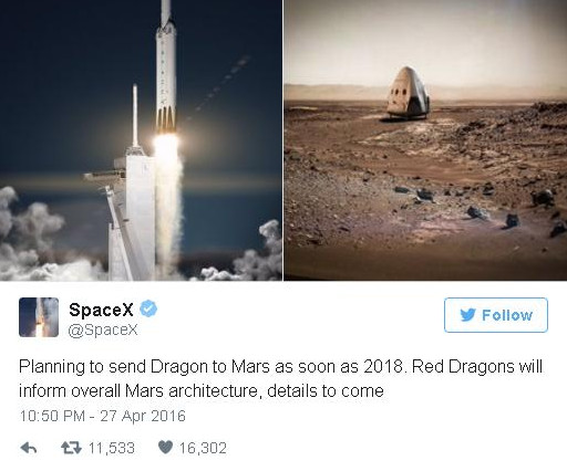 Picture 2 of Elon Musk challenges NASA, wants to launch missiles on Mars before 2018