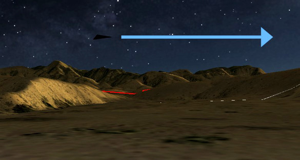Picture 1 of Fluttering black triangle UFO in Willcox night sky