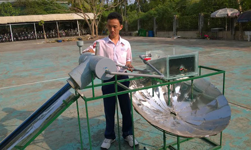 Picture 1 of Grade 11 students and equipment to turn saltwater into sweet