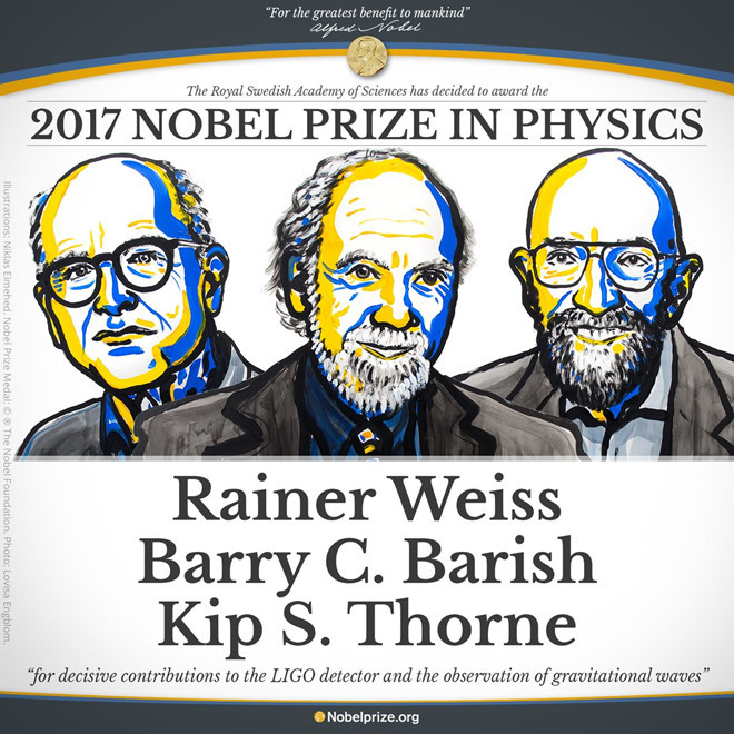 Picture 1 of Gravitational wave discovery work won the 2017 Nobel Prize in Physics