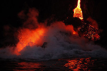 Picture 3 of Hawaii: A series of 'lava' hot lava flows into the ocean