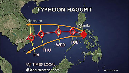 Picture 1 of Hurricane Hagupit can land Vietnam on weekends