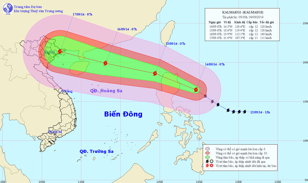 Picture 1 of Hurricane Kalmaegi accelerated, advancing rapidly into the South China Sea