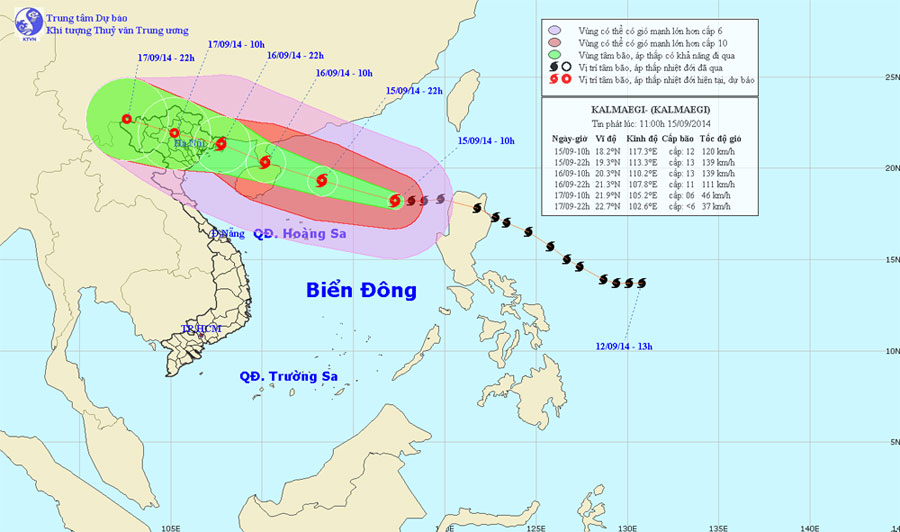 Picture 1 of Hurricane Kalmaegi is level 13, going straight to the waters of Quang Ninh - Hai Phong