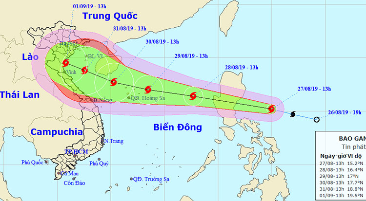 Picture 1 of Hurricane Podul, level 10, is heading into the South China Sea