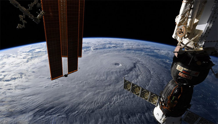 Picture 1 of ISS space station has a problem due to collisions with meteorites