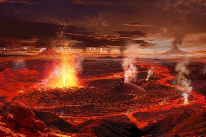 Picture 1 of Life on Earth is almost completely erased because volcanoes destroy the ozone layer