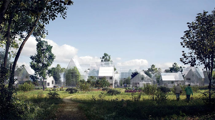 Picture 1 of Modern cities combine gardens and cow farms