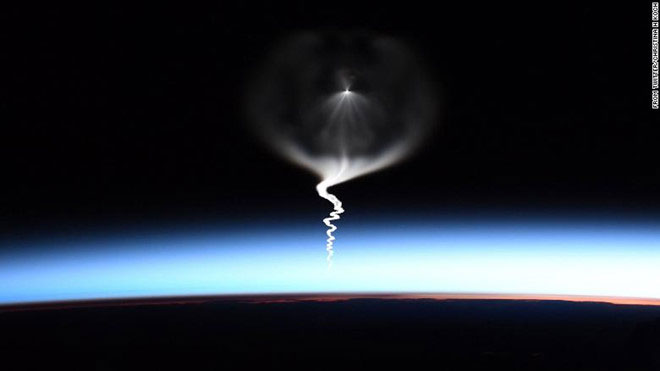 Picture 1 of NASA astronaut sitting from ISS captures a close friend flying into space