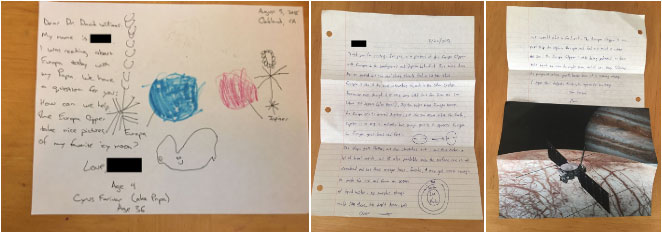 Picture 1 of NASA expert answers a 4-year-old girl's letter about satellite Europa