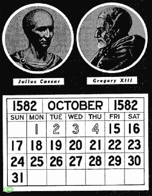 Picture 2 of October 1582 calendar with 10 days does not exist