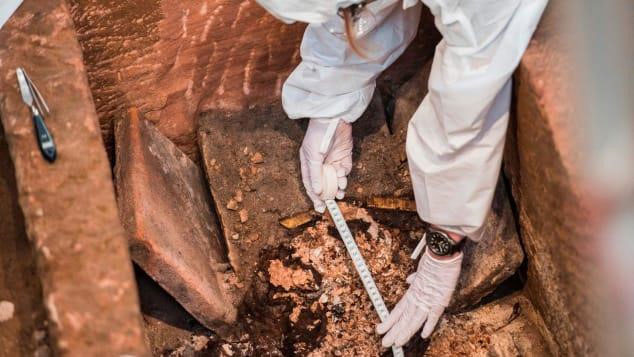 Picture 2 of Opening the 1,000-year-old coffin, containing the missionary remains from the 11th century