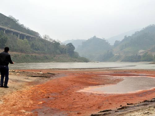 Picture 1 of Red river water through Yen Bai is contaminated with toxic lead