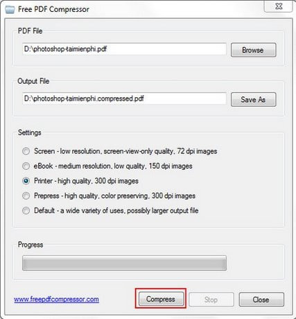 Picture 1 of Reduce PDF file size with 'Free PDF Compressor'