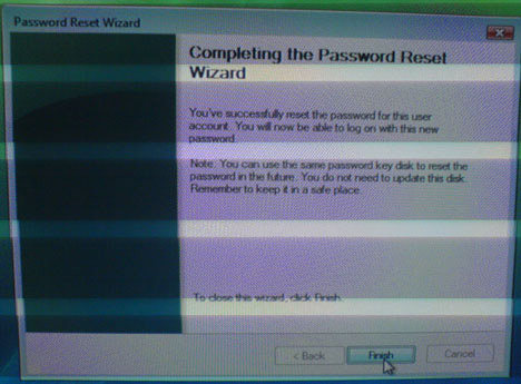 Picture 13 of Reset account password in Vista