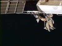 Picture 1 of Russian astronauts install protective panels for the International Space Station
