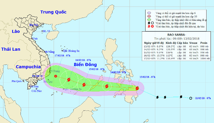 Picture 1 of Sanba storms on the Philippines, potentially weakening in the South China Sea