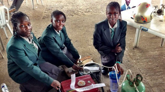 Picture 1 of Schoolgirls make generators that run on urine