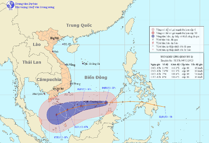 Picture 1 of Sonamu storm center is 400km from Truong Sa Lon island