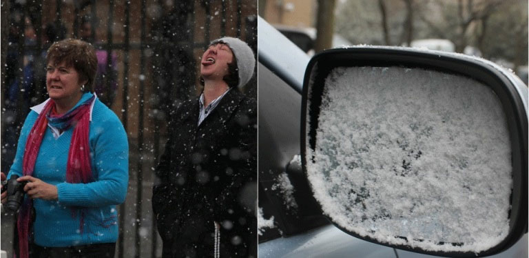 Picture 6 of South Africans are busy catching the rare snow