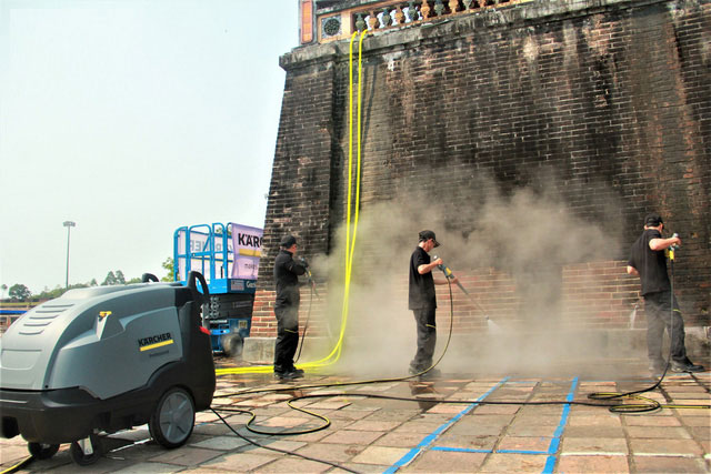 Picture 2 of Steam Cleaning - technology used to clean Ngo Mon Gate of Hue Citadel