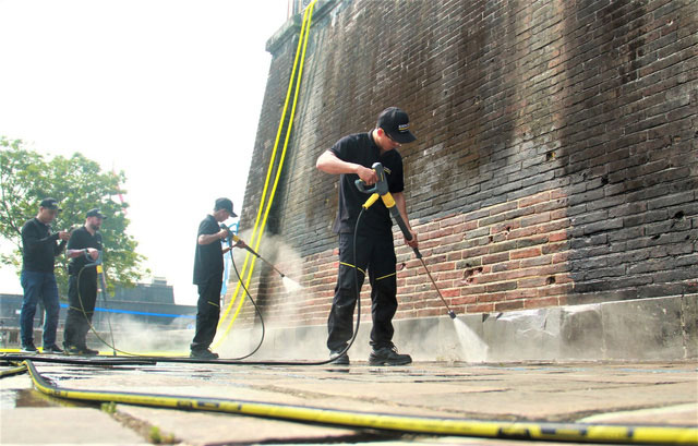 Picture 3 of Steam Cleaning - technology used to clean Ngo Mon Gate of Hue Citadel