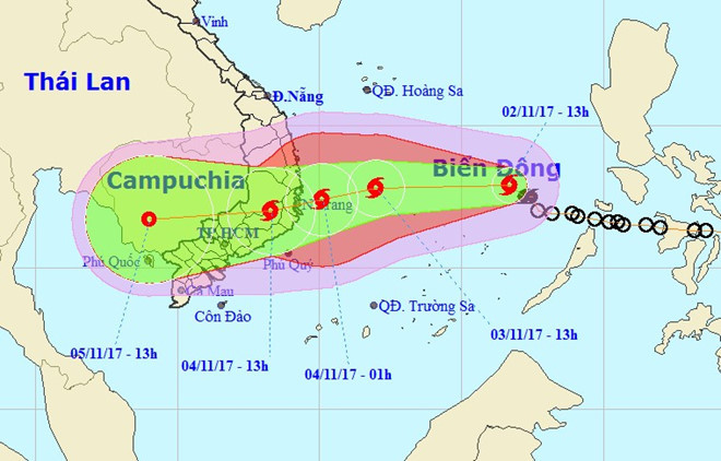 Picture 1 of Storm No. 12 targets Khanh Hoa - Ninh Thuan, winds of 130km / h