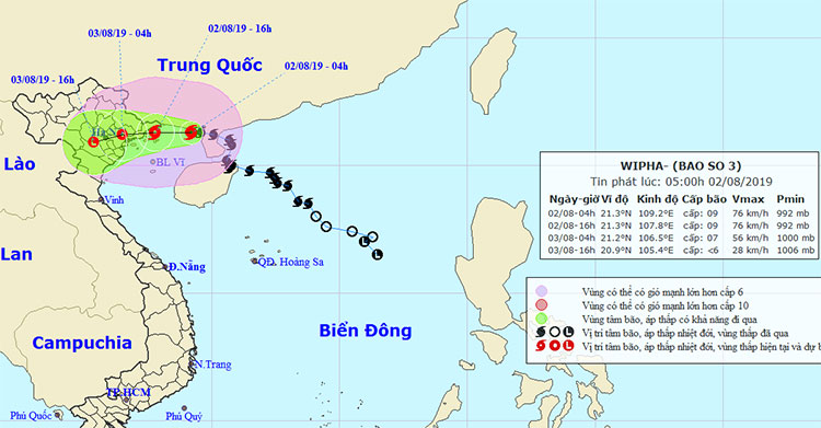 Picture 1 of Storm No. 3 is about 180km from Quang Ninh - Hai Phong