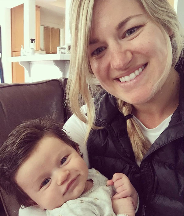 Picture 1 of Strange new born baby girl has super beautiful short hair