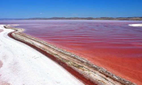 Picture 1 of Strangely, the lake turns blood red in Turkey