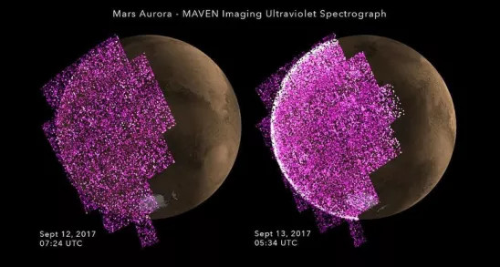 Picture 1 of Super Sun storm causes aurora on Red Planet