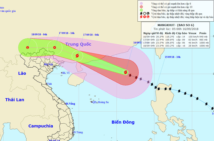 Picture 1 of Super Typhoon Mangkhut lowered 2 levels after sweeping the Philippines, moving faster into the South China Sea