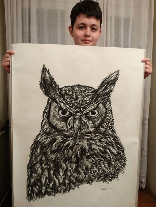 Picture 10 of The 15-year-old prodigy marveled at animal drawing from memory