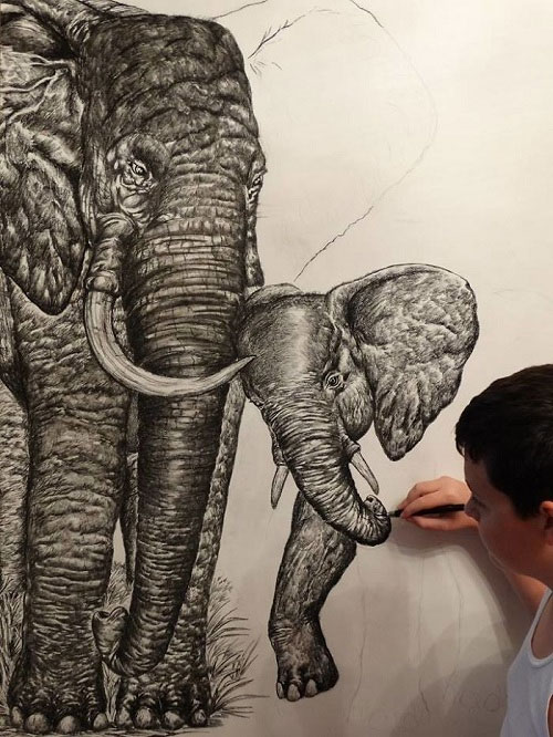 Picture 11 of The 15-year-old prodigy marveled at animal drawing from memory