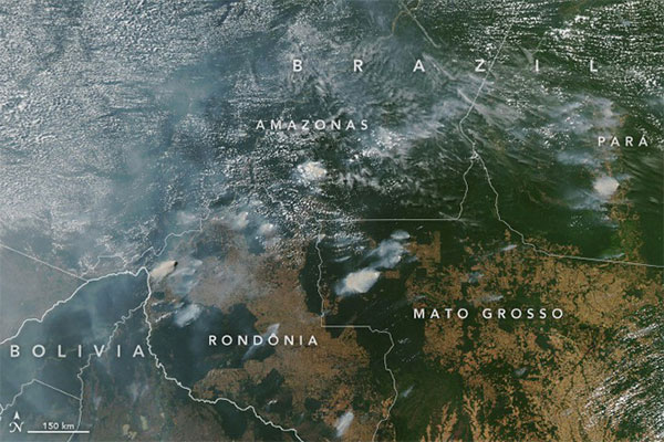 Picture 1 of The Amazon forest was big, and the smoke could be seen from the orbit