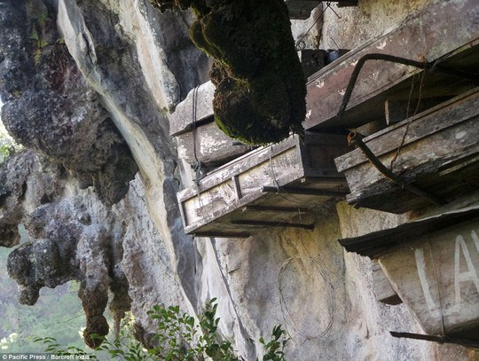 Picture 3 of The coffin hanging on the cliff of Igorot people