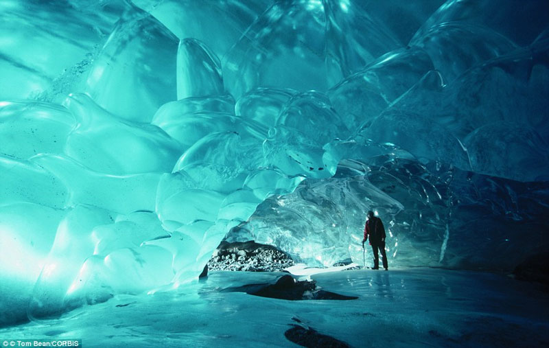 Picture 2 of The glacial ice is under the river in Alaska